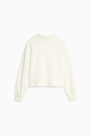 DOWNTOWN Women's Half-Zip Sweatshirt, Warm White, extralarge