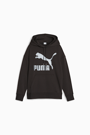 Classics Women's Logo Hoodie, PUMA Black-Shimmer, extralarge