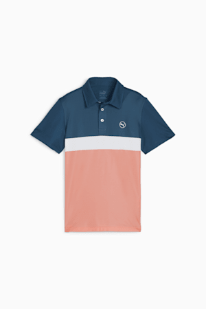 Golf Colorblock Polo Youth, Melon Punch-Ocean Tropic, extralarge-GBR