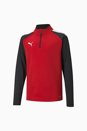 teamLIGA Quarter-Zip Youth Football Top, Puma Red-Puma Black, extralarge-GBR