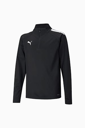 teamLIGA Quarter-Zip Youth Football Top, Puma Black-Puma White, extralarge-GBR