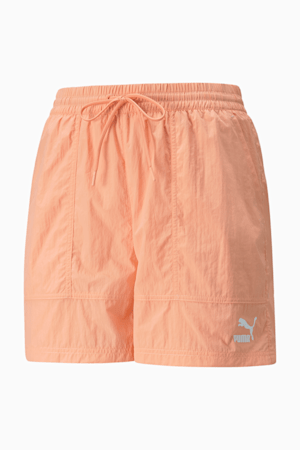 Hidden Flower High Waist Women's Shorts, Peach Pink, extralarge