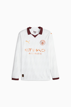 Manchester City Football 23/24 Long Sleeve Away Jersey, PUMA White-Aubergine, extralarge-GBR