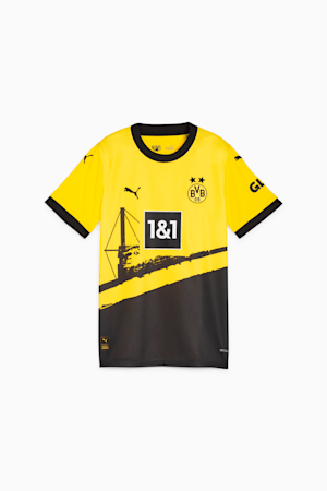 Borussia Dortmund 23/24 Kids' Replica Home Jersey, Cyber Yellow-PUMA Black, extralarge