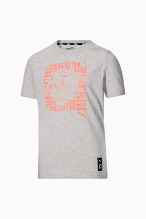 Basketball Big Kids' Tee, LIGHT HEATHER GREY, extralarge