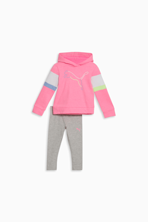 Two-Piece Outline Big Cat Toddlers' Hoodie Set, KNOCKOUT PINK, extralarge