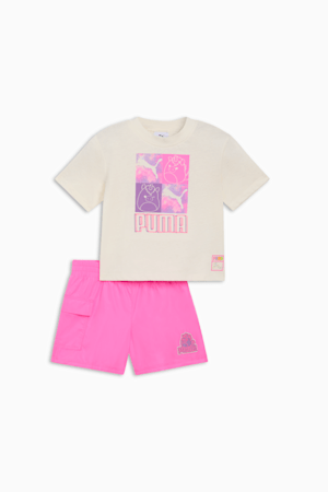 PUMA x SQUISHMALLOWS Two-Piece Toddlers' Lola T-Shirt and Shorts Set, VAPOROUS GREY, extralarge