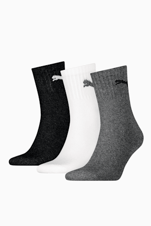 PUMA Unisex Short Crew Socks 3 Pack, grey/white/black, extralarge-GBR