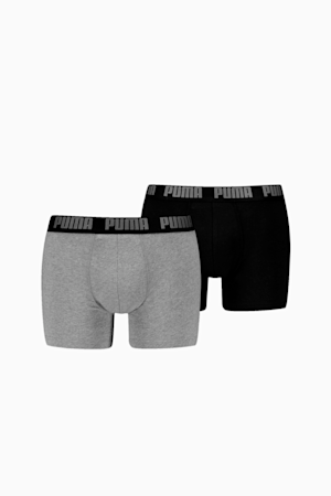 PUMA Men's Boxer Briefs 2 pack, GREY MELANGE / BLACK, extralarge-GBR
