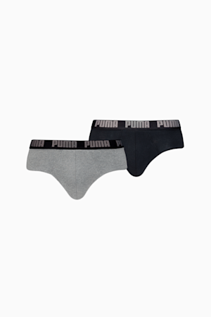 PUMA Men's Briefs 2 pack, middle grey melange / black, extralarge-GBR