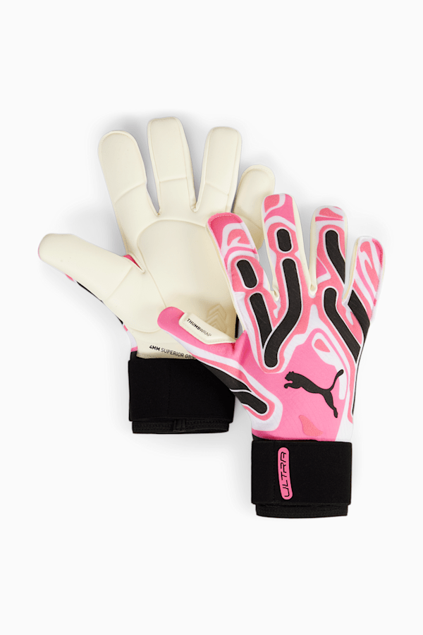 ULTRA Ultimate Hybrid Goalkeeper Gloves, Poison Pink-PUMA White-PUMA Black, extralarge