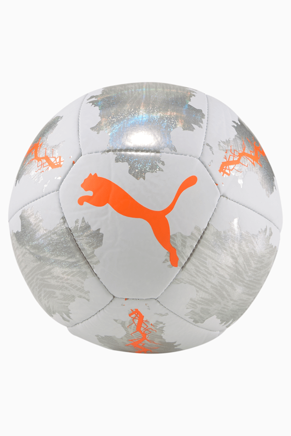 PUMA Spin Mini Soccer Ball, Puma White-Shocking Orange-Vaporous Gray, extralarge