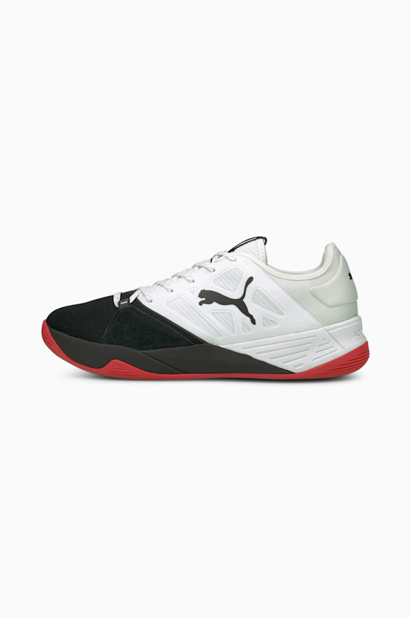 Accelerate Turbo Nitro Handball Shoes, Puma White-Puma Black-High Risk Red, extralarge-GBR