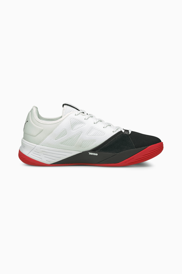 Accelerate Turbo Nitro Handball Shoes, Puma White-Puma Black-High Risk Red, extralarge-GBR