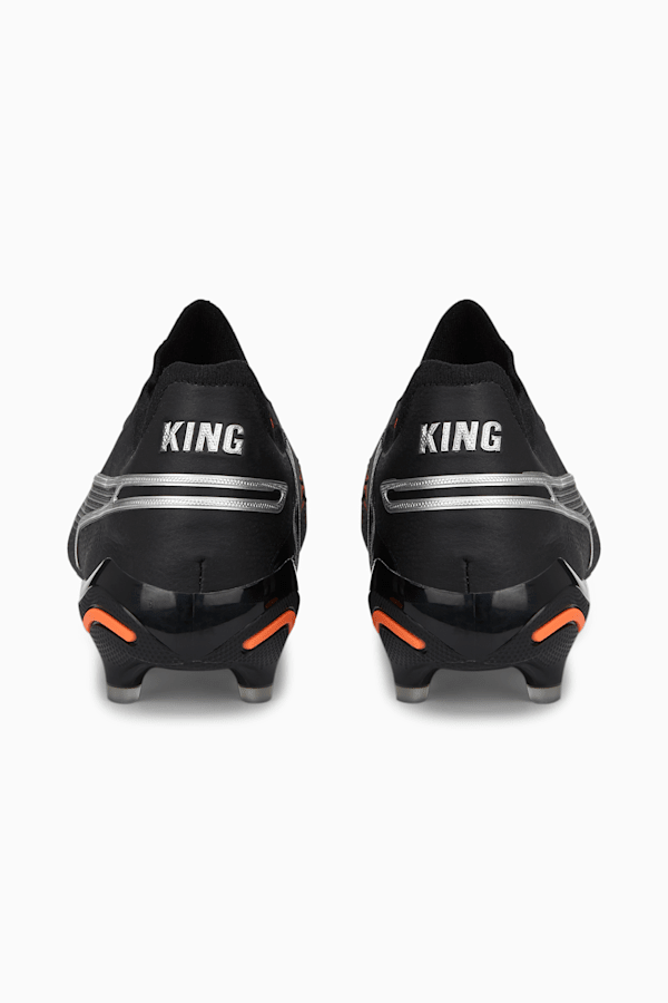 KING ULTIMATE FG/AG Men's Soccer Cleats, PUMA Black-Silver-Ultra Orange, extralarge