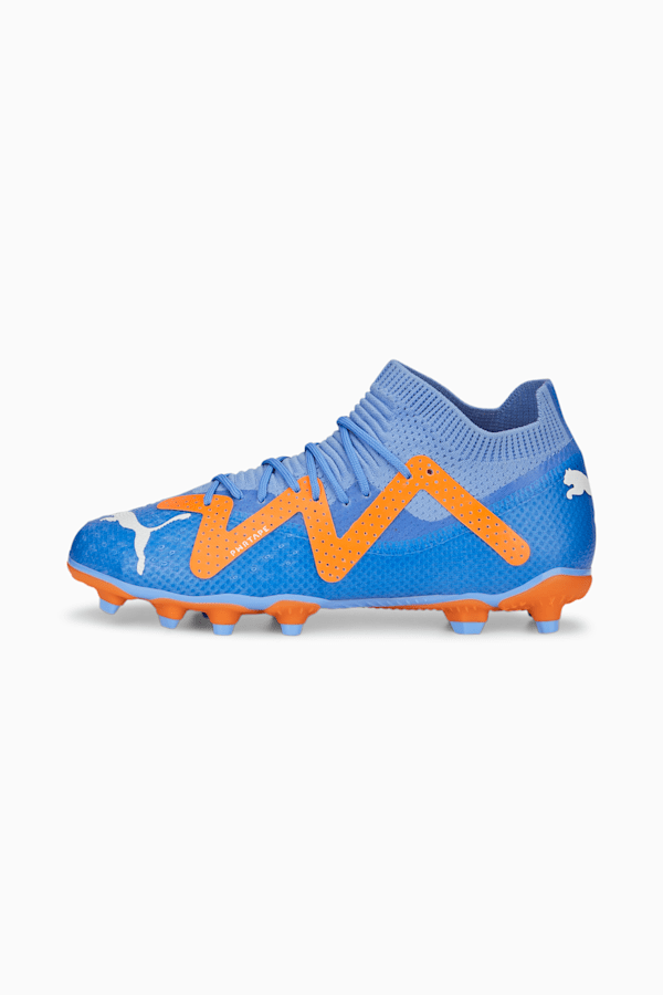 FUTURE Pro FG/AG Football Boots Youth, Blue Glimmer-PUMA White-Ultra Orange, extralarge