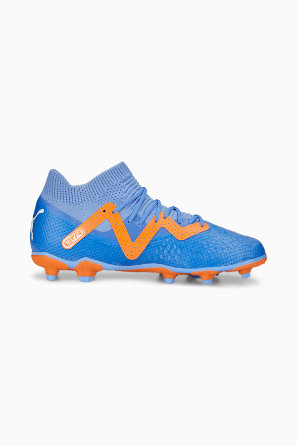 FUTURE Pro FG/AG Football Boots Youth, Blue Glimmer-PUMA White-Ultra Orange, extralarge