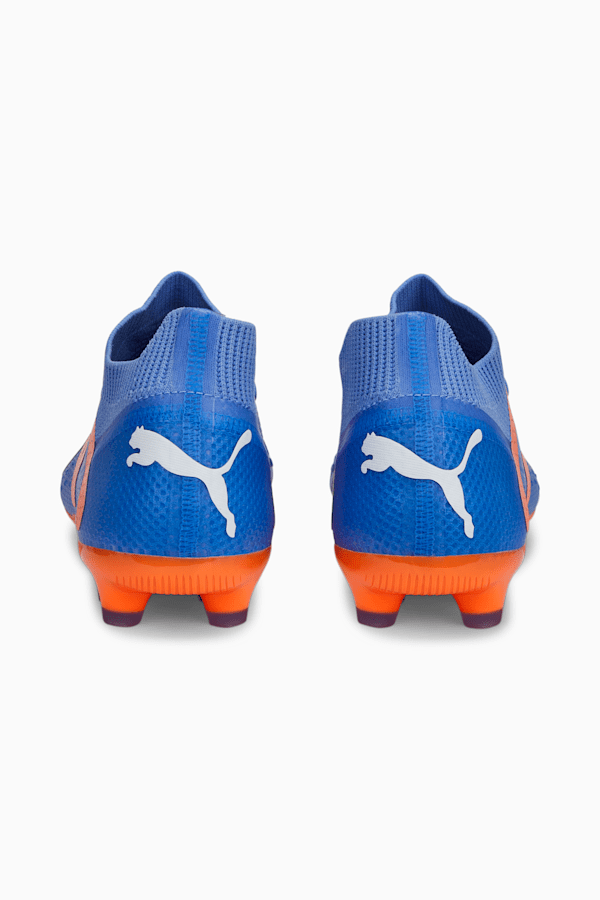 FUTURE Match FG/AG Football Boots Youth, Blue Glimmer-PUMA White-Ultra Orange, extralarge
