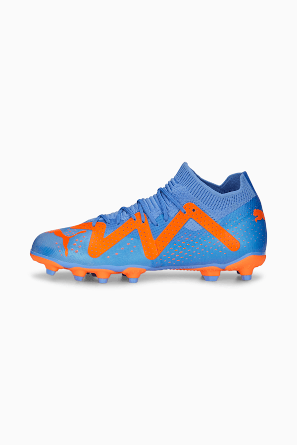 FUTURE Match FG/AG Football Boots Youth, Blue Glimmer-PUMA White-Ultra Orange, extralarge