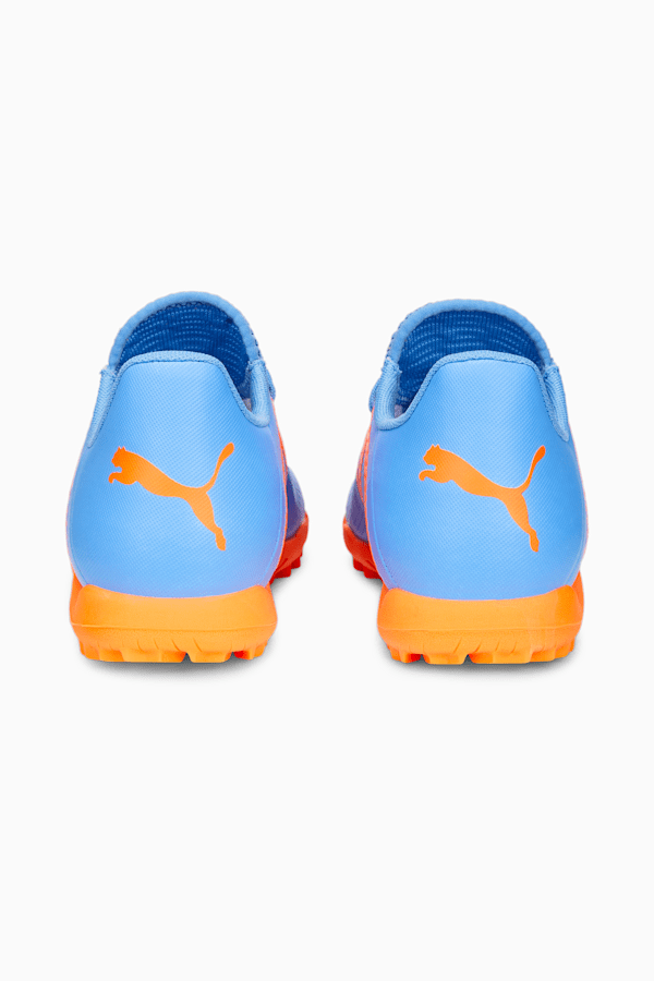 FUTURE Play TT Big Kids' Soccer Cleats, Blue Glimmer-PUMA White-Ultra Orange, extralarge