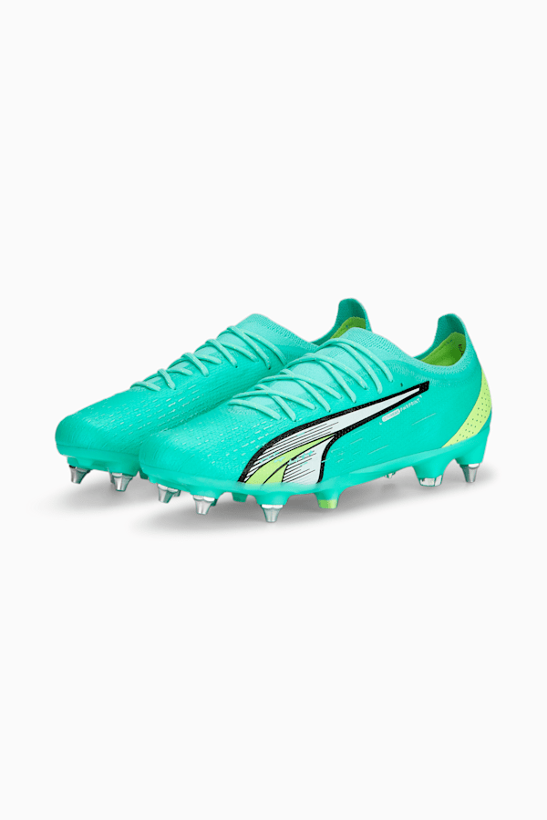 ULTRA ULTIMATE MxSG Football Boots Adults, Electric Peppermint-PUMA White-Fast Yellow, extralarge
