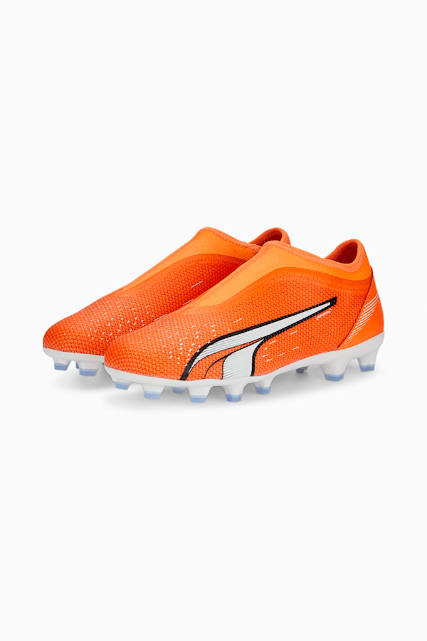 ULTRA Match LL FG/AG Football Boots Youth, Ultra Orange-PUMA White-Blue Glimmer, extralarge