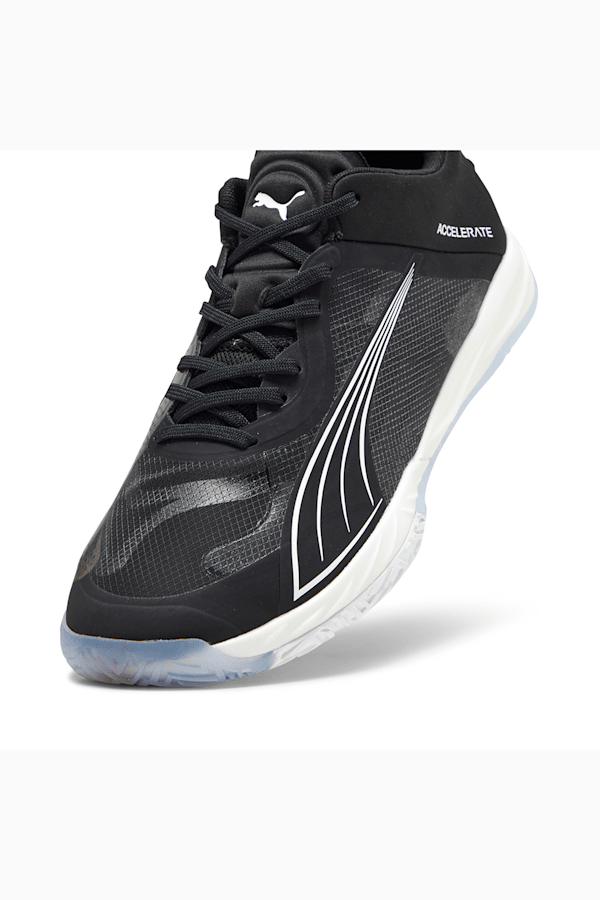 Accelerate NITRO SQD Indoor Sports Shoes, PUMA Black-PUMA White-Nitro Blue-For All Time Red, extralarge-GBR