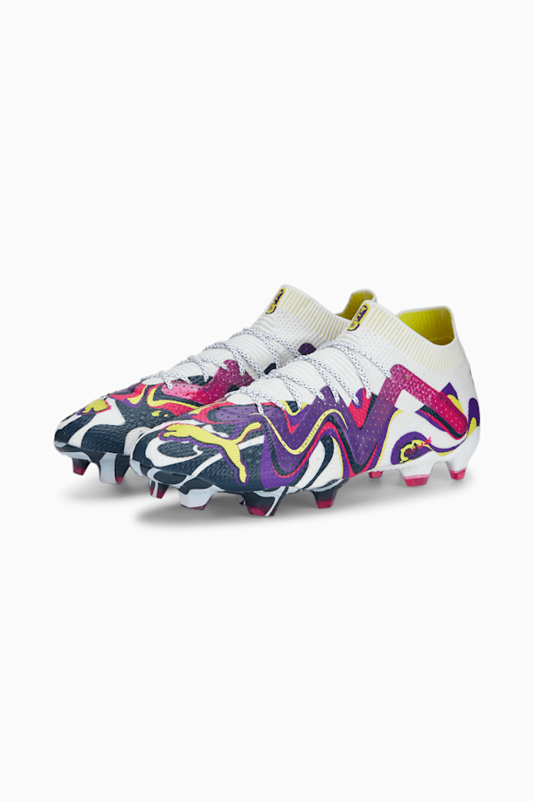 FUTURE ULTIMATE CREATIVITY FG/AG Football Boots, PUMA White-Team Violet-Fluro Yellow Pes, extralarge