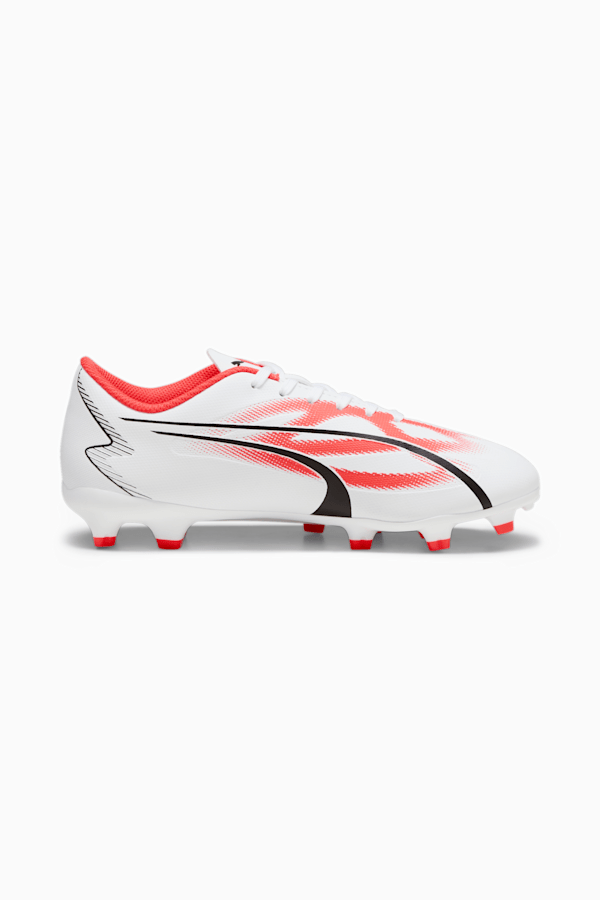 Red and white puma football boots top