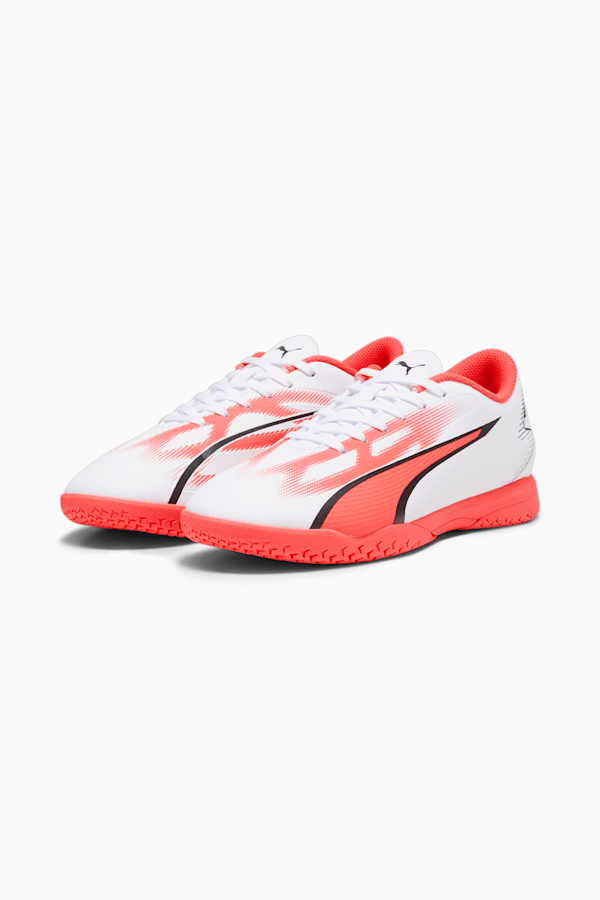 ULTRA PLAY IT Youth Football Boots, PUMA White-PUMA Black-Fire Orchid, extralarge