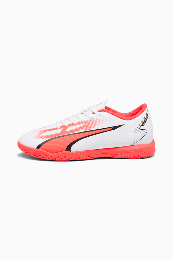 ULTRA PLAY IT Youth Football Boots, PUMA White-PUMA Black-Fire Orchid, extralarge