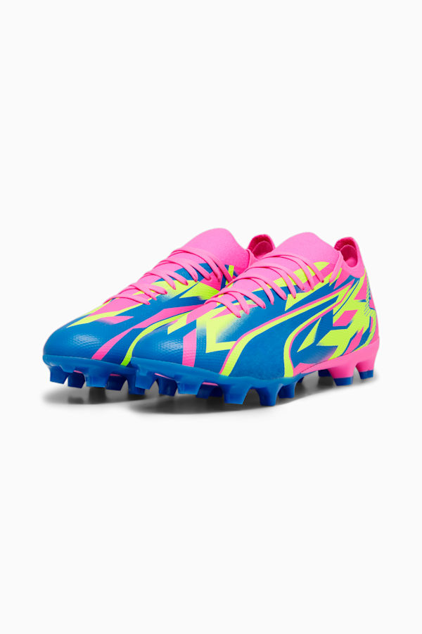 ULTRA MATCH ENERGY FG/AG Football Boots, Luminous Pink-Yellow Alert-Ultra Blue, extralarge