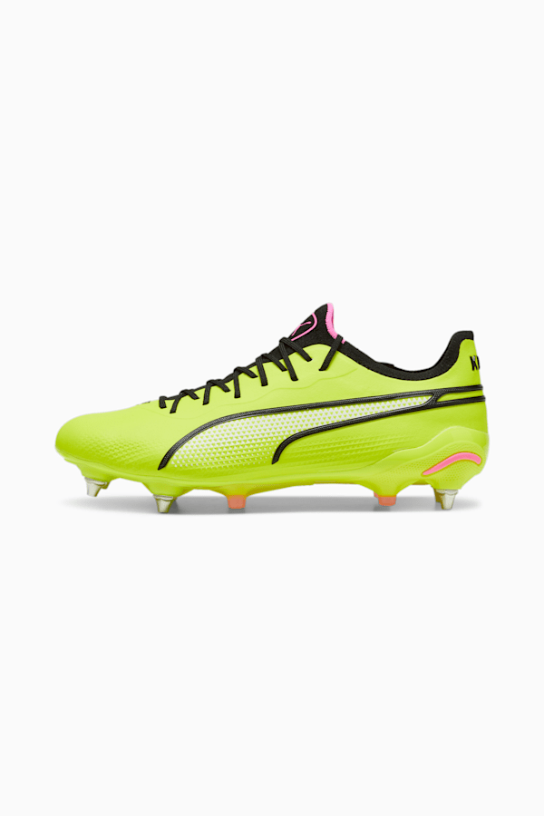 KING ULTIMATE MxSG Football Boots, Electric Lime-PUMA Black-Poison Pink, extralarge