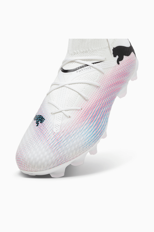 FUTURE 7 PRO FG/AG Youth Football Boots, PUMA White-PUMA Black-Poison Pink, extralarge