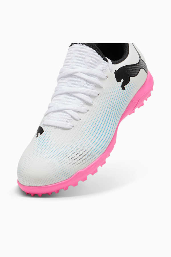 FUTURE 7 PLAY TT Youth Football Boots, PUMA White-PUMA Black-Poison Pink, extralarge-GBR