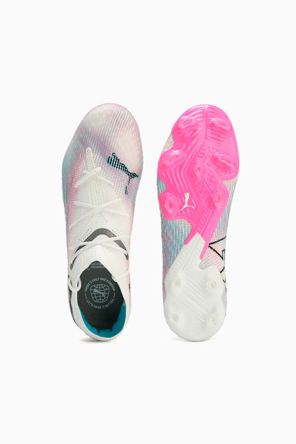 FUTURE 7 ULTIMATE LOW FG/AG Football Boots, PUMA White-PUMA Black-Poison Pink-Bright Aqua-Silver Mist, extralarge-GBR