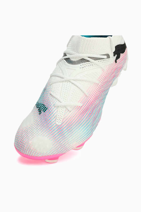 FUTURE 7 ULTIMATE LOW FG/AG Football Boots, PUMA White-PUMA Black-Poison Pink-Bright Aqua-Silver Mist, extralarge-GBR