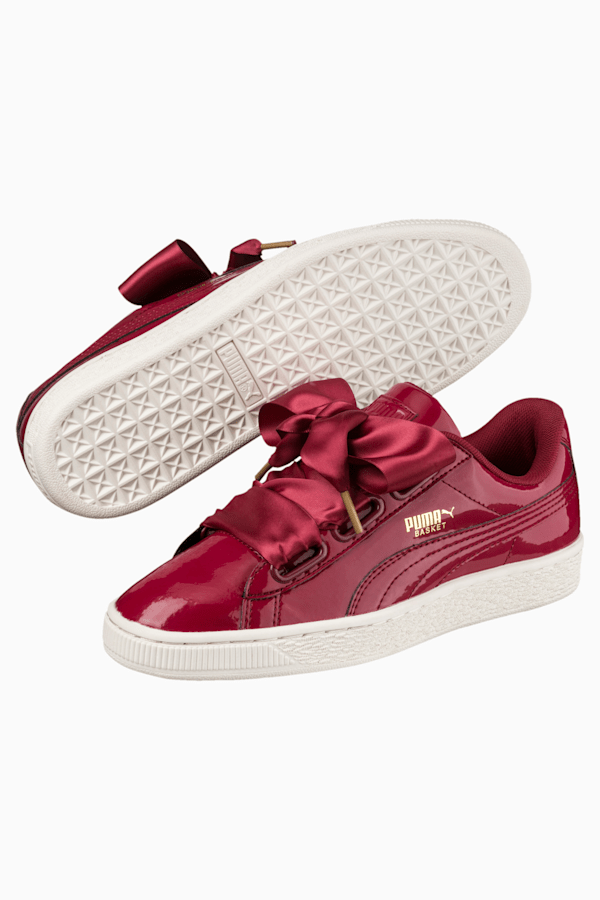 Basket Heart Patent Women's Sneakers, Tibetan Red-Tibetan Red, extralarge