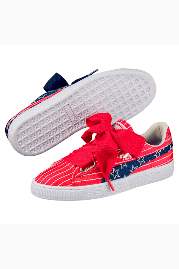 Puma basket heart women's white discount