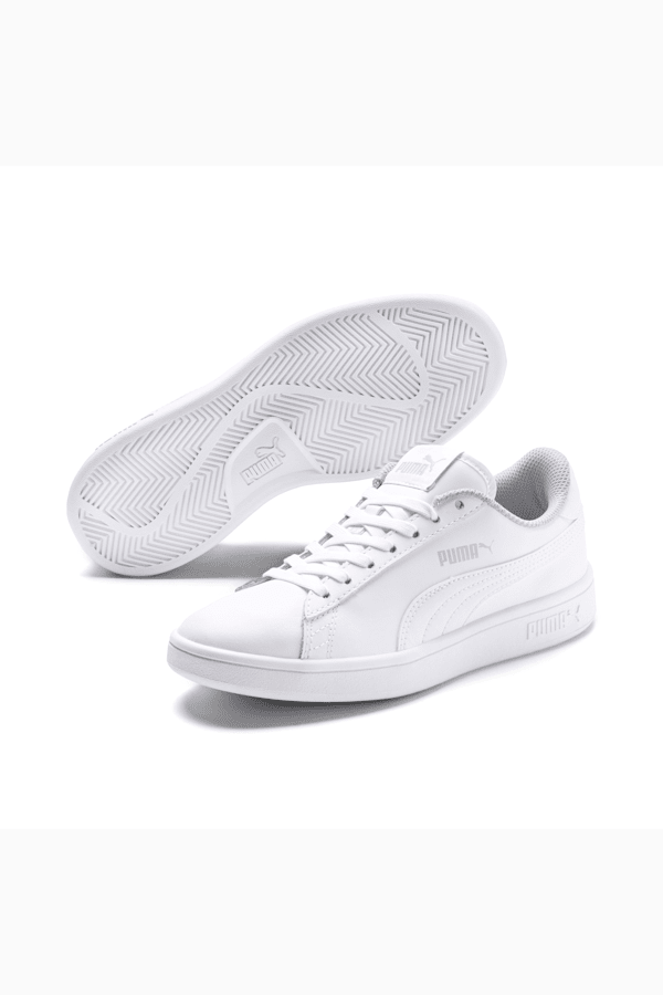 PUMA Smash v2 Leather Sneakers Big Kids, Puma White-Puma White, extralarge