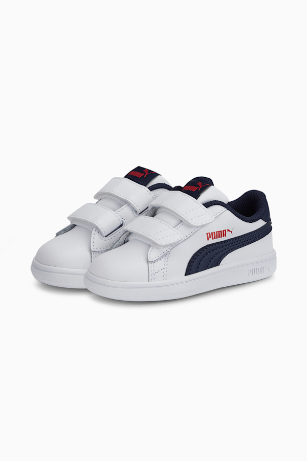 Smash v2 Kids' Trainers, Puma White-Peacoat-High Risk Red, extralarge-GBR