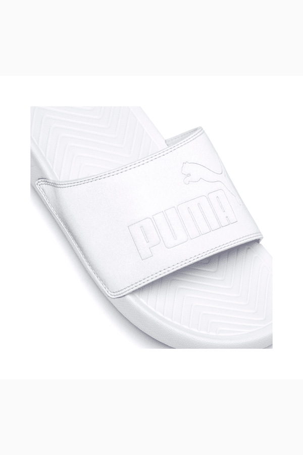 Popcat Reflective Slides, Puma Silver-Puma White, extralarge