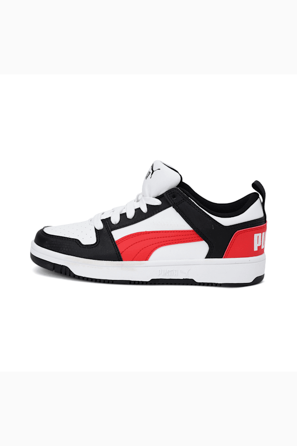 Rebound Lay-Up Lo Youth Trainers, Puma White-High Risk Red-Puma Black, extralarge-GBR
