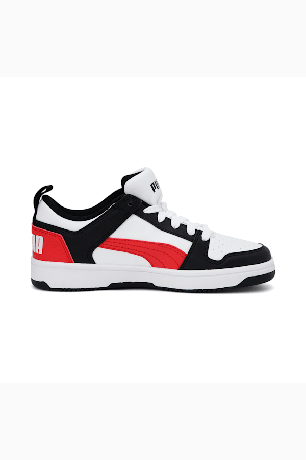 Rebound Lay-Up Lo Youth Trainers, Puma White-High Risk Red-Puma Black, extralarge-GBR