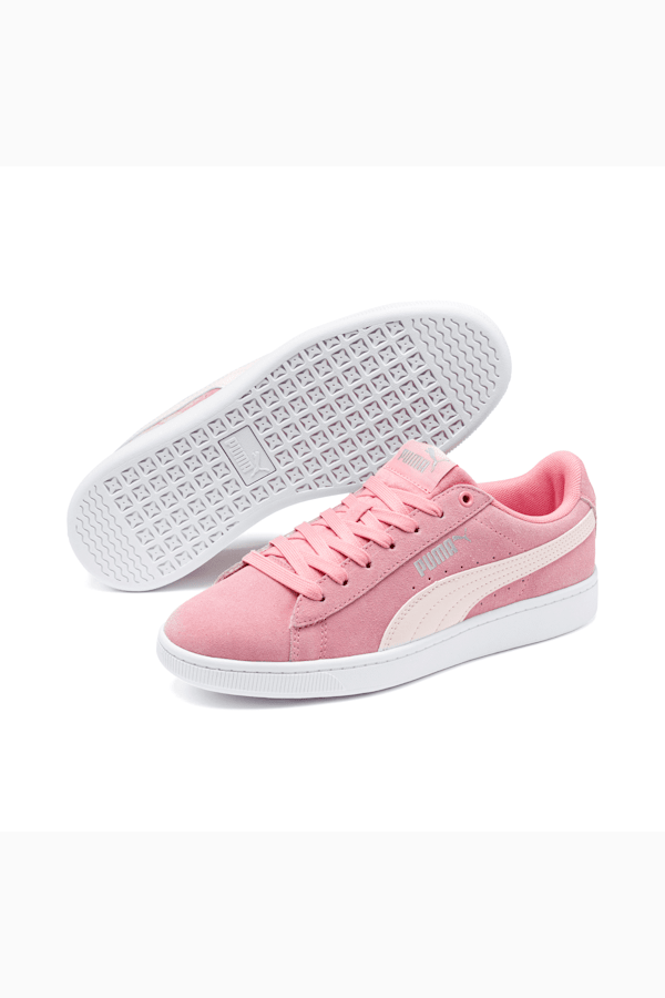 PUMA Vikky v2 Suede Sneakers Big Kids, Peony-Rosewater-Puma Silver-Puma White, extralarge