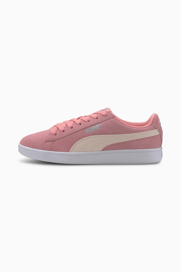 PUMA Vikky v2 Suede Sneakers Big Kids, Peony-Rosewater-Puma Silver-Puma White, extralarge