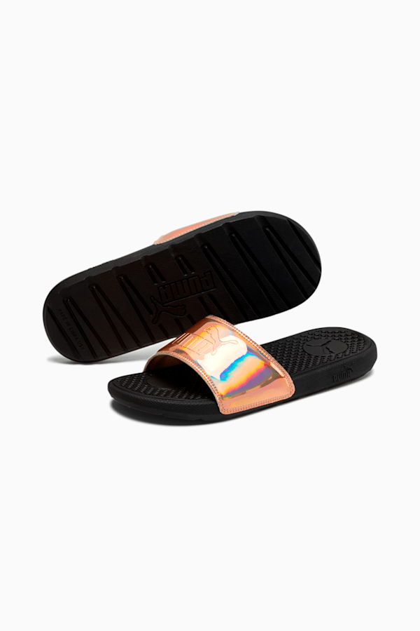 Cool Cat Opalescent Women's Slides, Puma Black-Rose Gold, extralarge