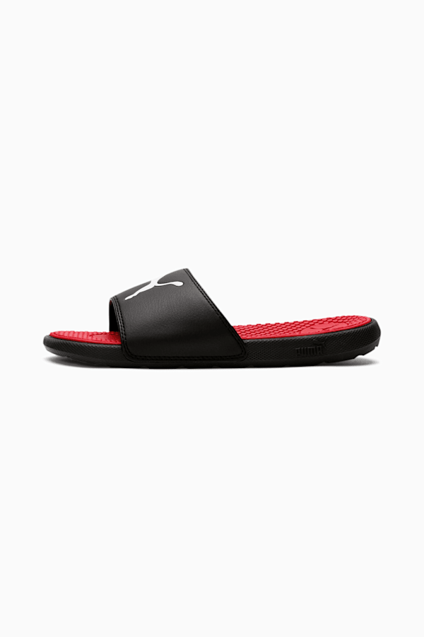 Cool Cat Sport Slides Big Kids, Puma Black-Puma White-High Risk Red, extralarge