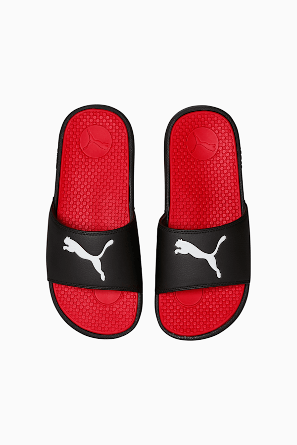 Cool Cat Sport Slides Big Kids, Puma Black-Puma White-High Risk Red, extralarge