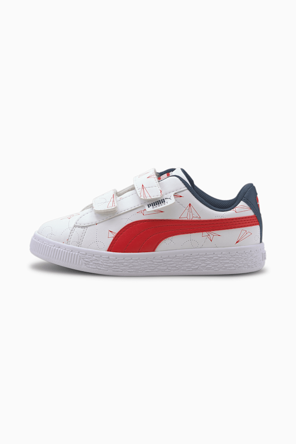 Basket Paper Plane Little Kids' Shoes, Puma White-High Risk Red, extralarge